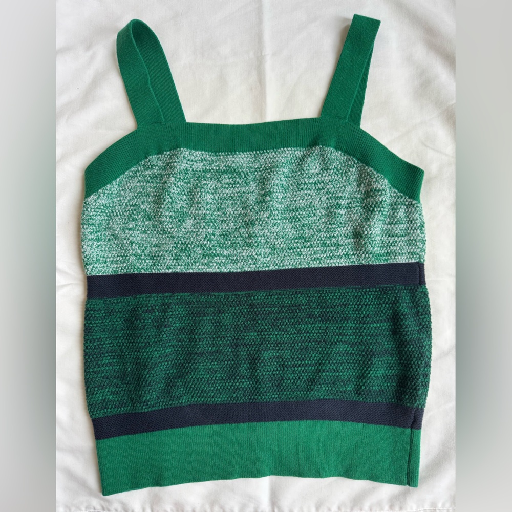 Banana Republic Green Navy Striped Tank Sweater Petite Medium